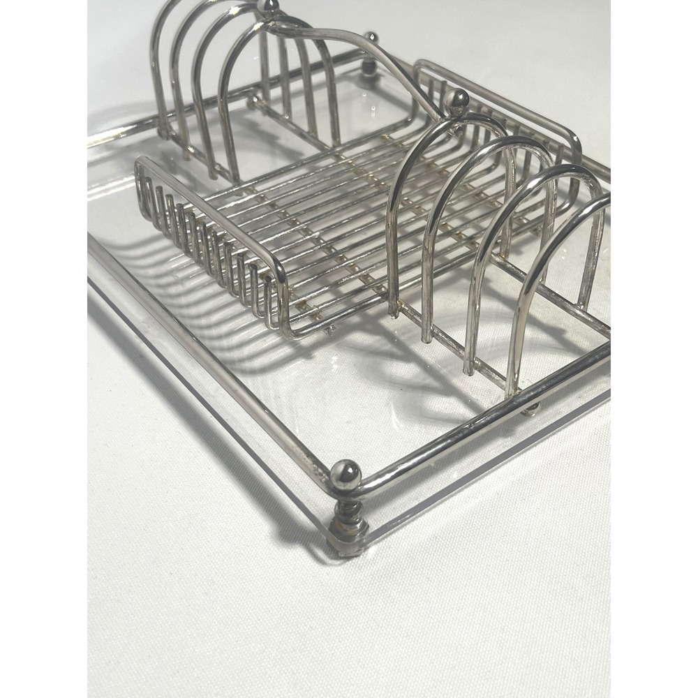 Vintage Davco Silverplate Flatware Caddy Acrylic Buffet Holder Hollywood Regency - Picture 8 of 9